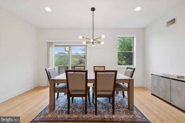 914 N Front St, Philadelphia, PA 19123 - dining space with a chandelier, light wood finished floors, and recessed lighting