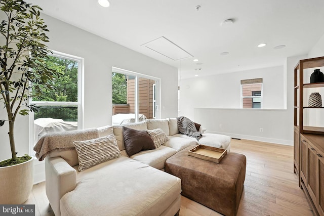 3536 Sutton Heights Cir, Fairfax, VA 22031 - living area with light wood-type flooring, attic access, and recessed lighting
