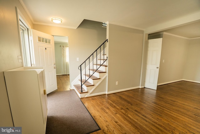 10 Kilkea Ct, Nottingham, MD 21236 - foyer entrance with wood finished floors, stairs, and crown molding