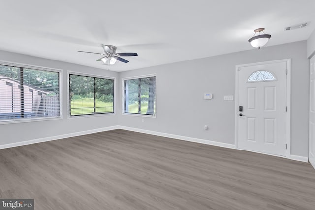 18721 Paprika Ct, Germantown, MD 20874 - entryway featuring a ceiling fan and wood finished floors