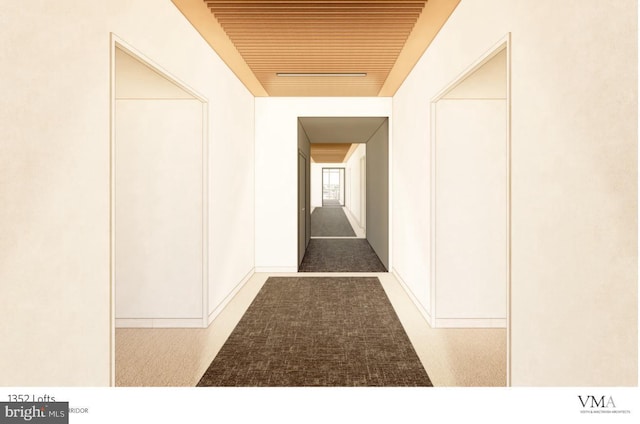1352 S St Unit 213, Philadelphia, PA 19147 - hallway with carpet flooring and wood ceiling