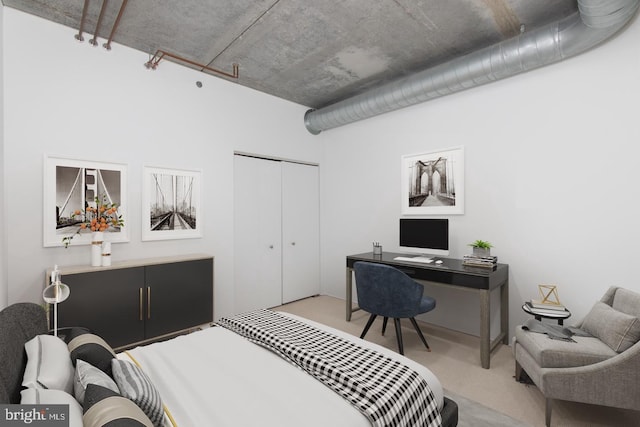 1352 S St Unit 213, Philadelphia, PA 19147 - bedroom with carpet, a desk, and a closet