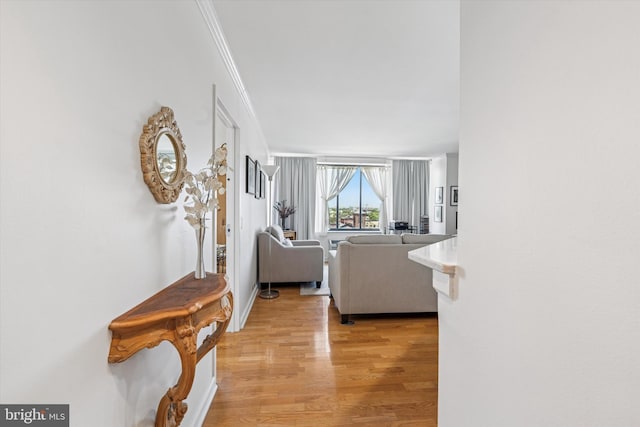 2001 Hamilton St Unit 1205, Philadelphia, PA 19130 - living room featuring light wood-type flooring and crown molding