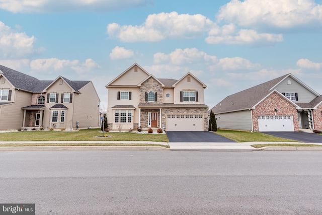 4251 Beech Dr, Nazareth, PA 18064 - craftsman house with asphalt driveway, stone siding, a front lawn, and a garage