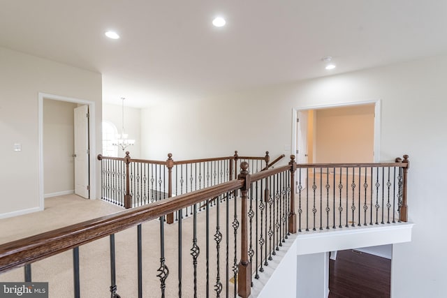 4251 Beech Dr, Nazareth, PA 18064 - hall featuring a chandelier and recessed lighting