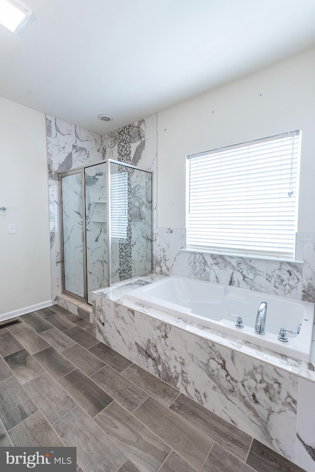 4251 Beech Dr, Nazareth, PA 18064 - bathroom featuring a bath and a marble finish shower