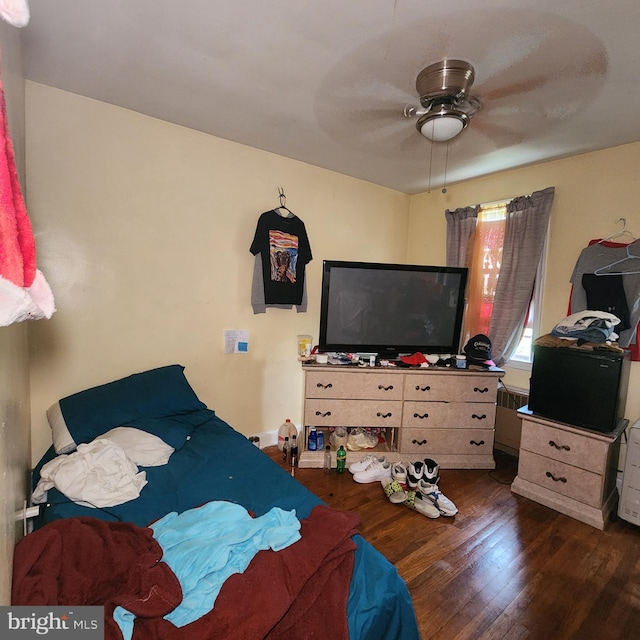 3648 Benson Ave, Baltimore, MD 21227 - bedroom featuring dark wood-style floors and ceiling fan