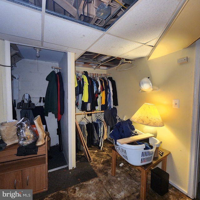 3648 Benson Ave, Baltimore, MD 21227 - unfinished basement featuring a paneled ceiling