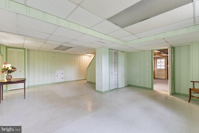 12703 Bluhill Rd, Silver Spring, MD 20906 - below grade area featuring a drop ceiling and tile patterned floors