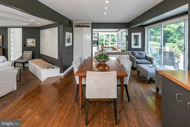 697 Prospect Ave, Princeton, NJ 08540 - dining room featuring healthy amount of natural light, dark wood-style floors, and recessed lighting