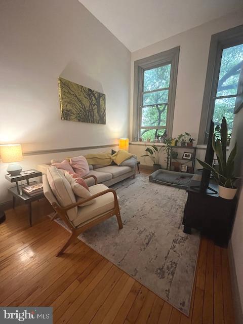 511 S Bond St Unit 304, Baltimore, MD 21231 - living room featuring hardwood / wood-style flooring and lofted ceiling