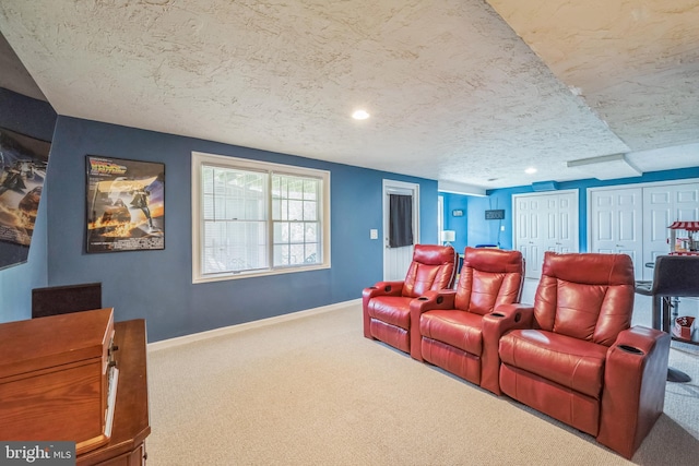 1012 Woodridge Rd, Red Lion, PA 17356 - home theater with carpet flooring, a textured ceiling, and recessed lighting