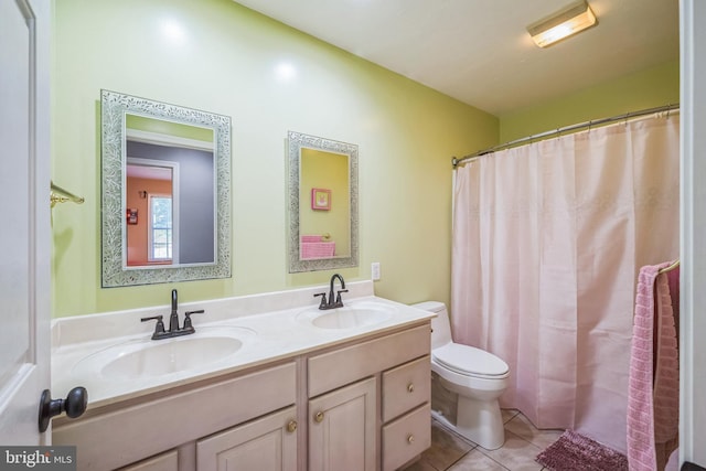 1012 Woodridge Rd, Red Lion, PA 17356 - bathroom featuring double vanity, tile patterned floors, and curtained shower