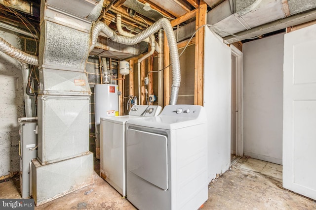 627 Forrester St SE, Washington, DC 20032 - laundry room featuring washing machine and clothes dryer and gas water heater