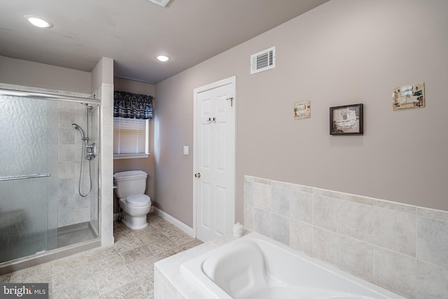 28 Amherst Way, West Windsor, NJ 08550 - full bath featuring a garden tub, a shower stall, recessed lighting, and tile patterned floors