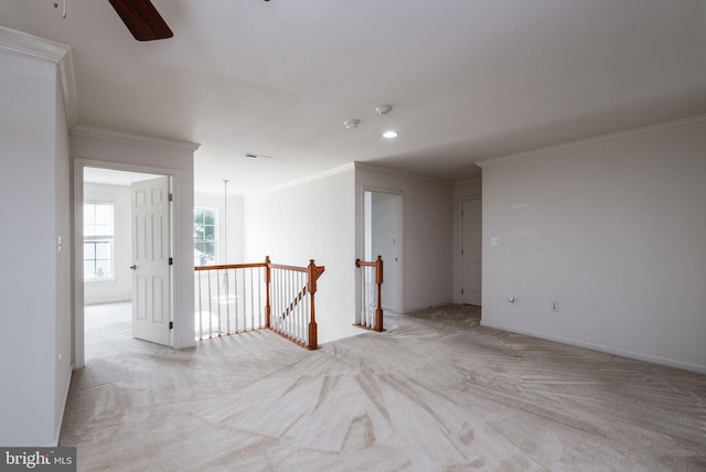 12 Juniper Ct Unit 63, Millville, DE 19967 - empty room with ornamental molding, light colored carpet, a ceiling fan, and a smoke detector