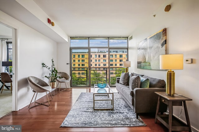 475 K St NW Unit 630, Washington, DC 20001 - living area with floor to ceiling windows and wood finished floors