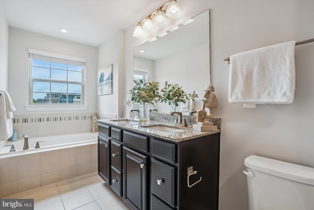 18004 Red Cedar Rd, Dumfries, VA 22026 - bathroom featuring double vanity, a garden tub, and tile patterned flooring