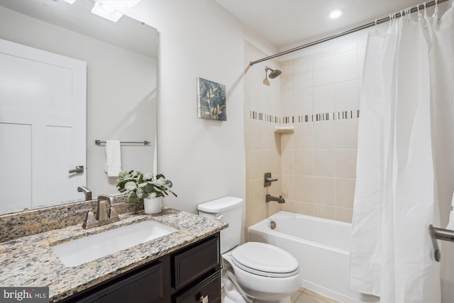 18004 Red Cedar Rd, Dumfries, VA 22026 - full bathroom with vanity, shower / bath combination with curtain, and recessed lighting