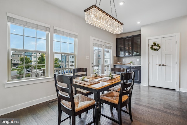 18004 Red Cedar Rd, Dumfries, VA 22026 - dining area featuring a chandelier, dark wood-style floors, and recessed lighting