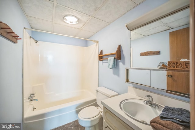 23 Maple St, Ashland, PA 17921 - full bathroom featuring a drop ceiling, shower / bath combination with curtain, and vanity