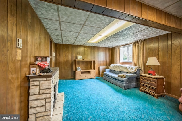 23 Maple St, Ashland, PA 17921 - carpeted living area with wooden walls