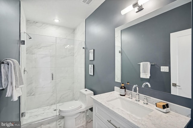 901 19th St NE Unit Ph2, Washington, DC 20002 - bathroom featuring marble look tiles, vanity, and a shower stall