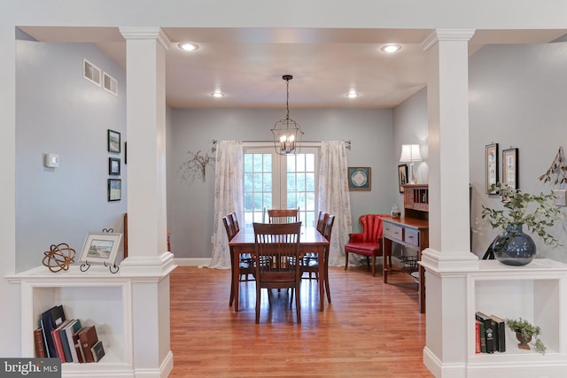 10 Elser Hill Rd, Lititz, PA 17543 - dining area with ornate columns, light wood-style flooring, and recessed lighting