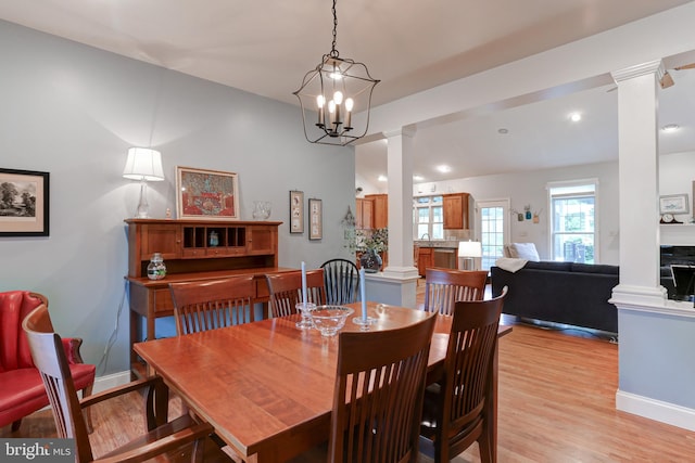 10 Elser Hill Rd, Lititz, PA 17543 - dining area featuring ornate columns, light wood-style flooring, and recessed lighting