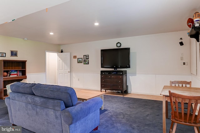 10 Elser Hill Rd, Lititz, PA 17543 - living room featuring wainscoting, wood finished floors, and recessed lighting