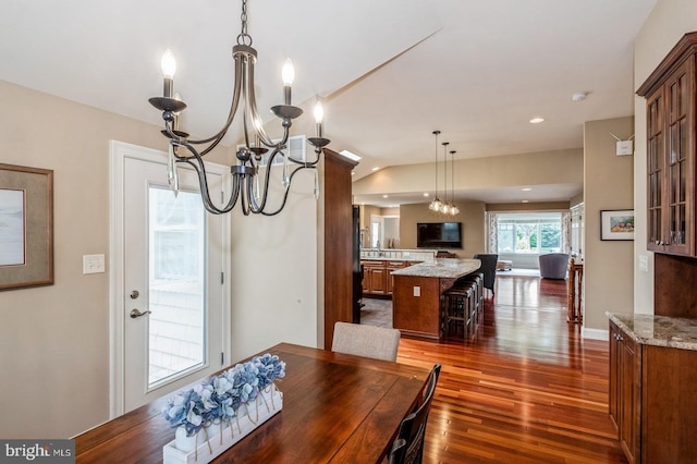 240 Meadow Dr, Haddonfield, NJ 08033 - dining space with a chandelier, wood finished floors, and recessed lighting