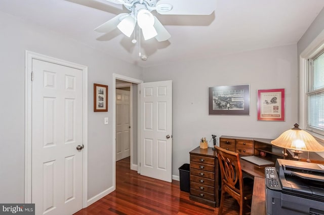 240 Meadow Dr, Haddonfield, NJ 08033 - office area featuring wood finished floors and ceiling fan