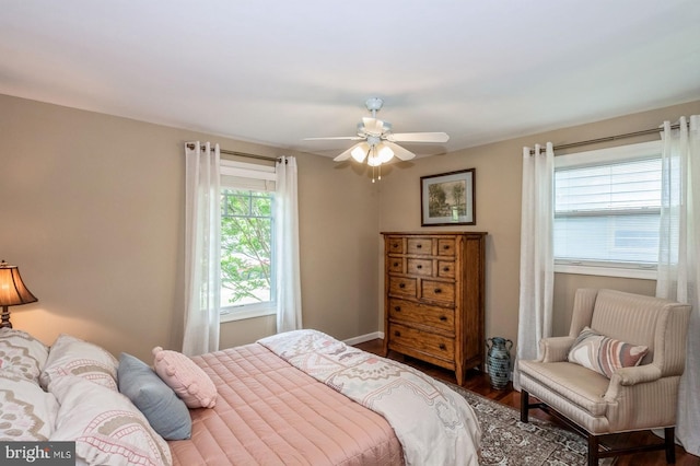 240 Meadow Dr, Haddonfield, NJ 08033 - bedroom with wood finished floors and a ceiling fan