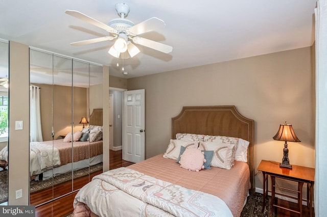 240 Meadow Dr, Haddonfield, NJ 08033 - bedroom featuring ceiling fan, wood finished floors, and a closet