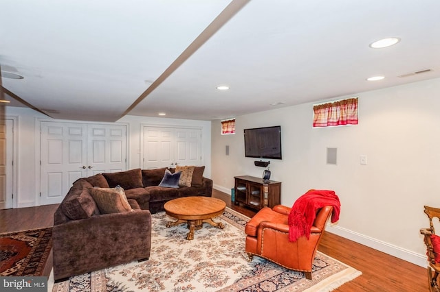 240 Meadow Dr, Haddonfield, NJ 08033 - living room with wood finished floors and recessed lighting