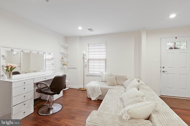 10020 Sandy Run, Baltimore, MD 21220 - home office featuring dark wood-type flooring, built in study area, and recessed lighting