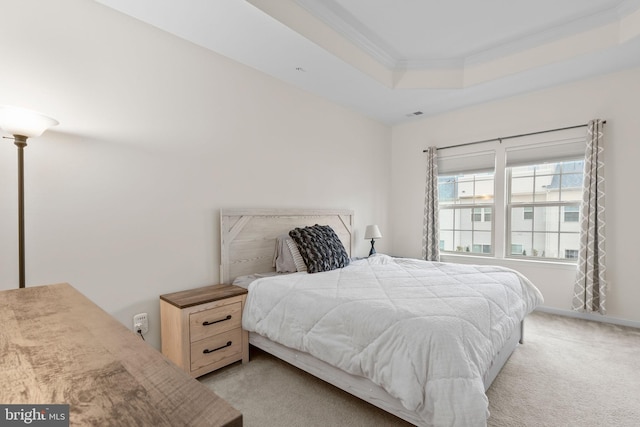 10020 Sandy Run, Baltimore, MD 21220 - bedroom featuring ornamental molding, light colored carpet, and a raised ceiling