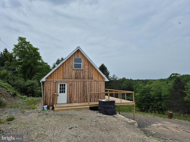 487 Haps Dr, Benezette, PA 15821 - view of outbuilding with a forest view