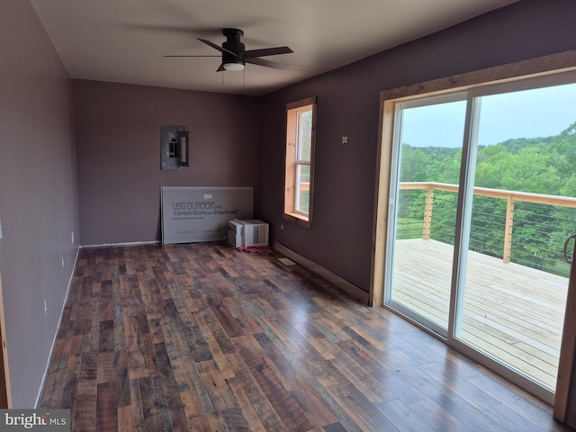 487 Haps Dr, Benezette, PA 15821 - spare room with ceiling fan, wood finished floors, and electric panel