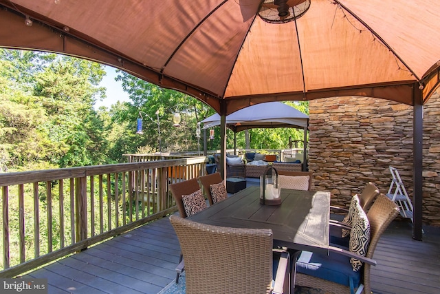 18424 Horseshoe Bend Rd, Sharpsburg, MD 21782 - wooden deck featuring a gazebo and outdoor dining area