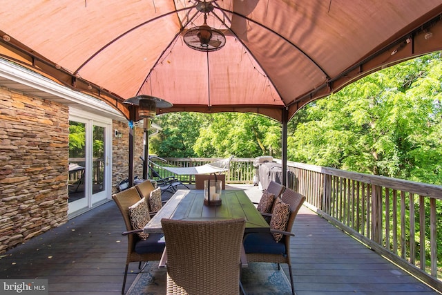 18424 Horseshoe Bend Rd, Sharpsburg, MD 21782 - wooden terrace with outdoor dining area and a gazebo