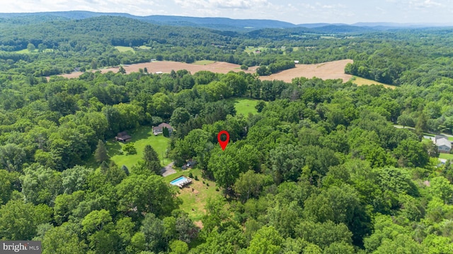 18424 Horseshoe Bend Rd, Sharpsburg, MD 21782 - drone / aerial view of a forest and a mountain backdrop