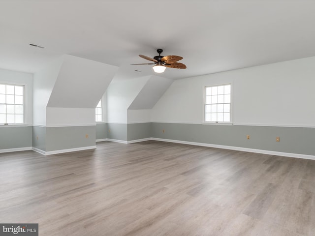 715 Griffith Rd, Glen Burnie, MD 21061 - bonus room with plenty of natural light, a ceiling fan, wood finished floors, and vaulted ceiling
