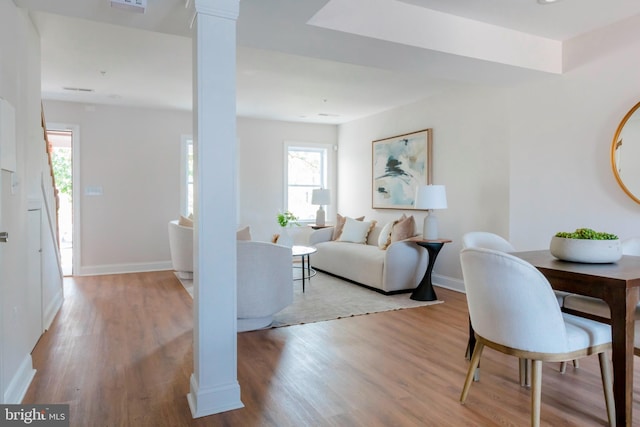 1616 C St NE, Washington, DC 20002 - living room featuring decorative columns and wood finished floors