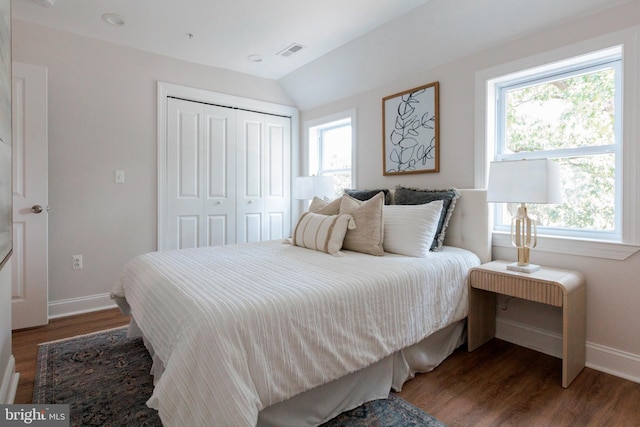 1616 C St NE, Washington, DC 20002 - bedroom with wood finished floors, a closet, and lofted ceiling