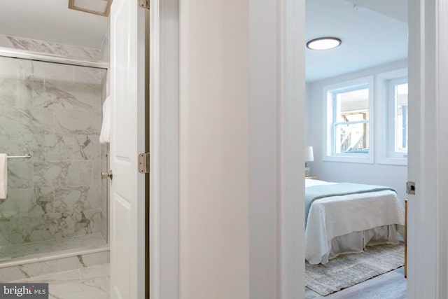 1616 C St NE, Washington, DC 20002 - ensuite bathroom featuring a marble finish shower and marble finish flooring