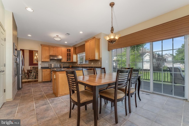 7 Colts Ln, Flemington, NJ 08822 - tiled dining area with recessed lighting and a chandelier