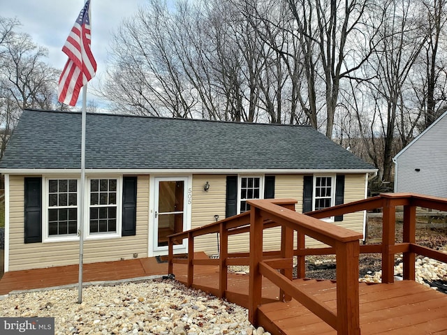 505 Northview Rd, Mount Airy, MD 21771 - view of front of home with a wooden deck and roof with shingles