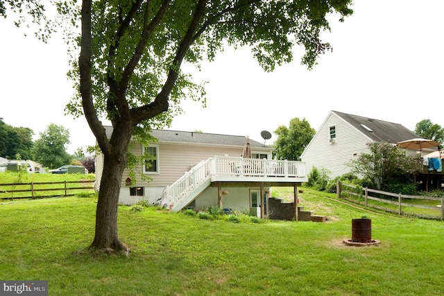 505 Northview Rd, Mount Airy, MD 21771 - rear view of house with a wooden deck and stairway