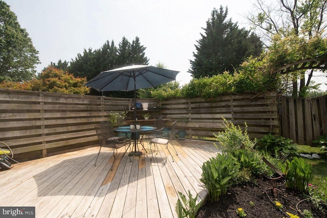 716 Old Fallston Rd, Fallston, MD 21047 - deck featuring outdoor dining space and a fenced backyard